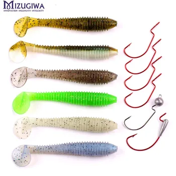 12pcs/lot Mizugiwa Thorn Pro Worm Cârlige de Pescuit, Momeli din Plastic Moale Vibra Coada Swimbaits Kit Momeala Thorn Jighead Worm Cârlige