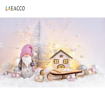Laeacco Crăciun Photocall Pin Moș Crăciun Zăpadă Casa De Bile Fotografie Medii Fotografice Fundaluri Foto Studio
