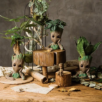 En-Gros De Promovare Ornamente Miniaturale Plante Verzi Suport Ghivece De Flori De Birou Camera De Studiu Decor Birou Figurine Copii Jucarii