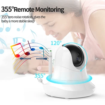 EOONKK Video Baby Monitor cu Camera de la Distanță Pan Zoom, 3.5-Inch Ecran LCD Color, afisare Temperatura, cântec de Leagăn, cu Două sensuri Audio,