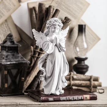 Fata Înger Sculptura Rugăciune Înger Figurine De Craciun Decoratiuni Fereastră Alb Portret Birou Decor De Basm Rasina De Artizanat