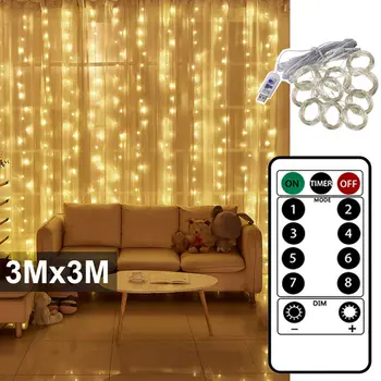 3x3m Zână Perdea de Lumină LED-uri de Control de la Distanță USB Ghirlanda de Lumini Șir pentru Acasă Fereastra Dormitorului Vacanță, Petrecere de Craciun Decor