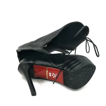 MORAZORA cizme Genunchi ridicat PU piele moale femei cizme tocuri subtiri 13cm platforma pantofi de moda punk mari dimensiuni 34-45