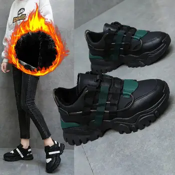 2020 De Iarnă Pantofi Pentru Femei Negru Scurt De Pluș Pantofi Casual Formatori Pantofi De Designer, Femeie Adidași Pantofi Platforma Zapatillas Mujer