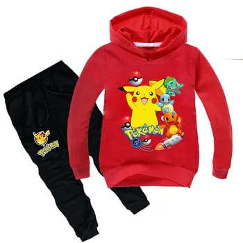 Takara Tomy Pikachu Copii Seturi De Îmbrăcăminte Pokemon Imprimate Mâneci Complete Hanorac +Pantaloni Băieți Fete Costum Copii Imbracaminte Casual