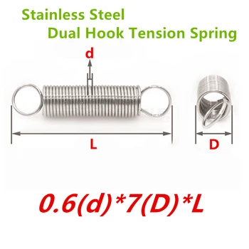 30Pcs/lot 0.6*7*L din oțel inoxidabil hardware tensiune de primăvară,dual cârlig cu arc de tensiune,extensia de primăvară