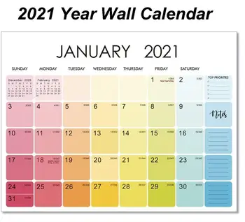 2021 Calendar de Perete Autocolant cu Agățat Buclă Pentru a-Do List An Planner Lunar Calendar de Perete Programul de zi cu Zi