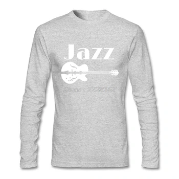 Stil Vintage cu Mâneci Lungi de Fitness Șantiere Mari Camasi Om Adult Iubitorii de Muzică Tee Chitară Jazz Barbati tricouri Topuri din Bumbac Complet