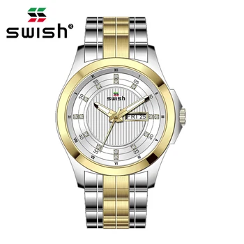 SWISH Moda Ceas de Aur pentru Bărbați de Lux Cuarț Ceas de mână cu Oțel Inoxidabil rezistent la apa de Sport Ceasuri Militare de sex Masculin Horloge 2020
