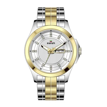 SWISH Moda Ceas de Aur pentru Bărbați de Lux Cuarț Ceas de mână cu Oțel Inoxidabil rezistent la apa de Sport Ceasuri Militare de sex Masculin Horloge 2020