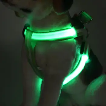 FC99 Lumini LED-uri de Nailon Câine de Companie Cablajului Guler Produse Câine Centura de Tracțiune luminos de Lumină de Siguranță Câine Ham cu Dungi Cablajului