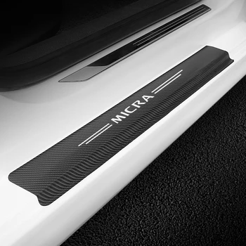 Auto Styling 4BUC Fibra de Carbon, Praguri Usi Scuff Placa de Paza Autocolante Pentru Nissan Micra Pragul Ușii Protector Accesorii Auto