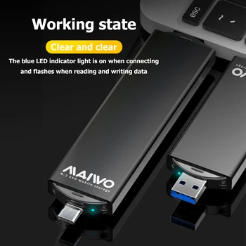 MAIWO Adaptor Caseta Caz Dual Porturi SATA SSD M. 2 Mobile Carcasă din Aliaj de Aluminiu 2 in 1 USB/Tip-C Hard Disk Adaptor Caseta de Caz