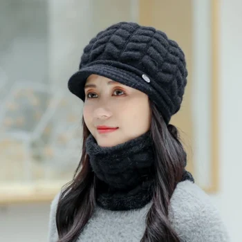 Pălării De Iarnă Pentru Femei 2020 Căciuli Păr De Iepure Pălărie Tricotate Eșarfă Fete Toamna Female Beanie Mai Cald Capota Doamnelor Casual Capac Set