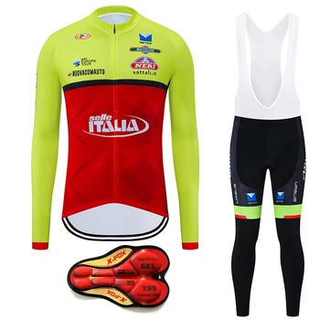 2020 Toamna ECHIPA ITALIA Ciclism Jersey Seturi Bărbați Ropa Ciclismo Bicicleta Port Maillot Fundul Gel Pad Subtire Salopete Pantaloni Costum cu Bicicleta