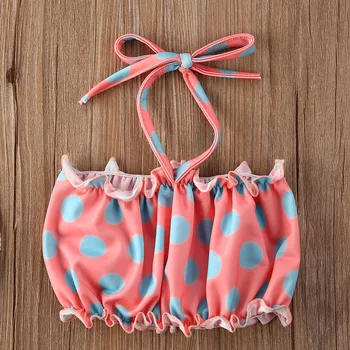 De Vară 2020 Copil Copii Copii Fete Bikini Seturi Polka Dot Imprimare Fără Mâneci Curea De Costume De Baie Costume De Baie Costum De Baie