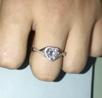 YANHUI Romantic Inima Inele pentru Femei Argint 925 Nunta Nupțial Bijuterii 2CT Rotund Zirconia Inel cu Diamant Accesorii
