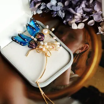SINZRY trendy bijuterii perle naturale de plante epoxidice meserii fluture canaf cu suport de vară exagerat cercel pentru femei