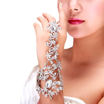 Mireasa Mână Lanțuri Stras Brățară de Cristal Ciucure Lung Brățări Bijuterii de Mana pentru Femei de Mireasa Cristal Declarație Bratari