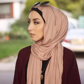 NOI 2020 femeile Musulmane hijab Eșarfă Elastic jersey eșarfă de bumbac moale, șaluri, eșarfe simplu