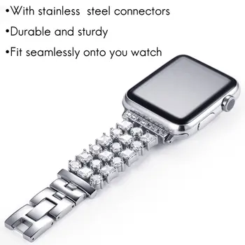 De lux Bijuterii cu Diamante Curea Pentru Apple Watch Band 42mm 38mm Bling Oțel Inoxidabil Brățară de Metal Pentru iWatch 6 banda 40mm 44mm SE