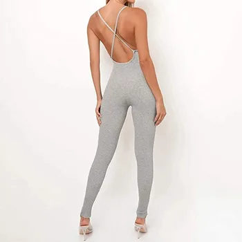 Femei-O Bucată Salopeta 2020Summer Moda Casual Slim Sling Salopetă fără Mâneci Bandaj Backless cu Nervuri Salopeta Sport Stil