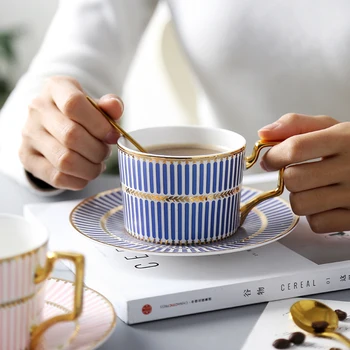 Europene Ceramice de Cafea Ceasca Si Farfurie Set Espresso, Cesti Mari de Ceai Set de Ceai din Ceramica Cana Kubek Cu Lingura Acasă 50T018