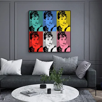 Celebrul Andy Warhol Ulei de Tablou Imprimat pe Canvas Audrey Hepburn Portret Poster de Arta de Perete Imaginile pentru Camera de zi Decor Acasă