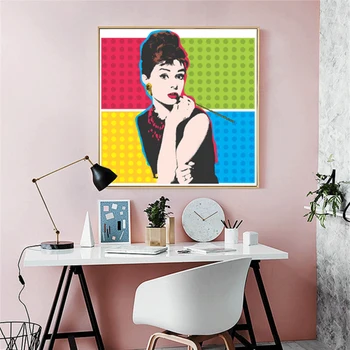 Celebrul Andy Warhol Ulei de Tablou Imprimat pe Canvas Audrey Hepburn Portret Poster de Arta de Perete Imaginile pentru Camera de zi Decor Acasă