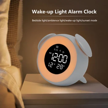 LED Multi-modul Wake-up Light Ceas cu Alarmă Digital Touch Control de Masă Lampă de Noptieră Lumina Dormitor Decor Acasă Copii Cadou de Ziua de nastere