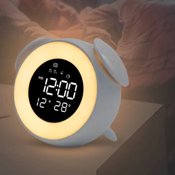 LED Multi-modul Wake-up Light Ceas cu Alarmă Digital Touch Control de Masă Lampă de Noptieră Lumina Dormitor Decor Acasă Copii Cadou de Ziua de nastere
