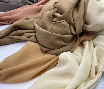 Grele Șifon Eșarfă de Moda pentru Femei Simplu Hijab Folie de Culoare Solidă Șaluri Bentita Musulmane Hijab Văl 40 de Culori
