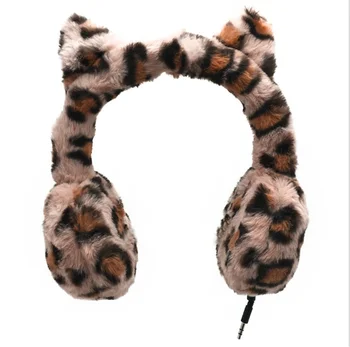 De pluș cald Pisică Ureche Căști Drăguț Leopard Cască pentru Copii Fete copilului cadou Muzica de casti pentru PC, Telefon