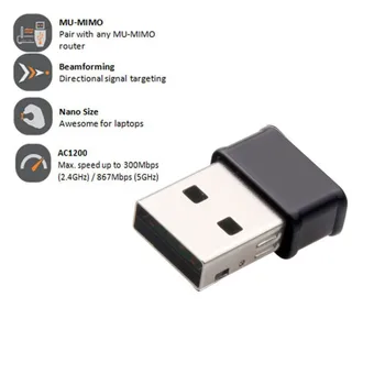 1200Mbps Mini USB WiFi Adaptor de Date de Mare Viteză Dual Band placa de Retea Pentru Windows si Pentru Linux Pentru sistemul de OPERARE