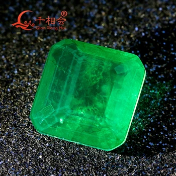 Forma patrata emeral d tăiat cristal natural adăuga sticlă de culoare verde și roșu culoare largi de piatră