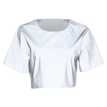Moda Reflectorizante Tricou Crop Top Casual de Vara tricou Lady O-Neck Tunic Topuri Femei Tricou Maneci Scurte Pulover Blusas