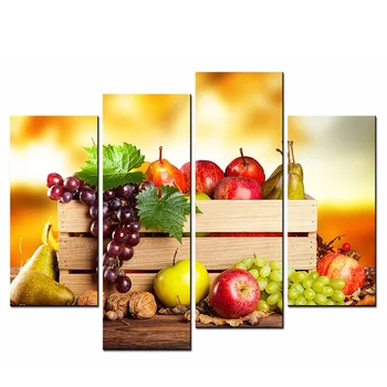 Imprimate, Poster Decorativ de Perete 4 Bucati/Set Fructe Panza Cadru Pictura Ulei HD de Artă Modular Imagini Pentru a Trai Camera pentru Copii