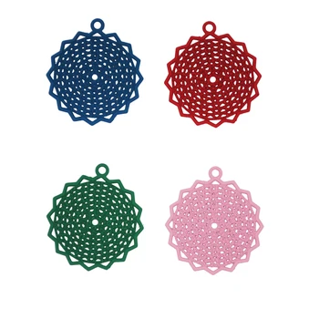 30pcs/Lot Spray Vopsea Pandantive Geometrice Rotunde de Flori Colorate de Viață Filigran Ștanțare Bijuterii DIY Constatările 23*25mm