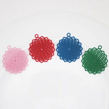 30pcs/Lot Spray Vopsea Pandantive Geometrice Rotunde de Flori Colorate de Viață Filigran Ștanțare Bijuterii DIY Constatările 23*25mm