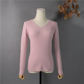 Colorfaith Ne ' w 2021 Iarnă Primăvară Pulovere pentru Femei Pulover V-Neck Minimalist Bottom Pink Tops mai Multe Culori SW1053
