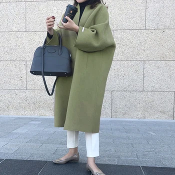 Femeile Coreene Subțire Palton Femei Casual Culoare Solidă Vrac Uza Noua Moda Caldura Haine Lungi De Primavara Toamna Topuri Supradimensionate