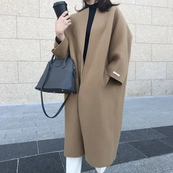 Femeile Coreene Subțire Palton Femei Casual Culoare Solidă Vrac Uza Noua Moda Caldura Haine Lungi De Primavara Toamna Topuri Supradimensionate