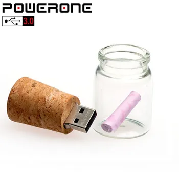 POWERONE usb flash drive USB 3.0 care doresc sticla 4GB, 16GB 32GB 64GB 128GB plutitoare sticla stick de memorie gratuit pentru logo-ul personalizat