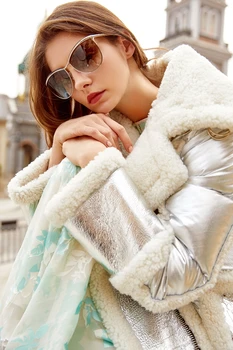 2020 noua haina de iarna pentru femei haină de blană adevărată feliuta din Piele de Oaie cu două fețe Blană sacou alb rață jos sacou Motocicleta