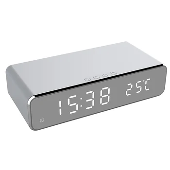 Electric LED Ceas cu Alarmă Cu Telefon Încărcător Wireless Desktop Termometru Digital Ceas HD Oglindă Ceas Cu Data De 12/24 H Comutator
