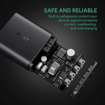 AUKEY 42W 4Port Stație de Încărcare Încărcător de Perete USB Plug SUA cu QC Quick Charge 3.0 Telefon Mobil Charer Adaptor Pentru iphone i-pad
