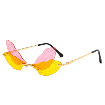 Noua Moda Ochelari fără ramă Design de Brand Femei Vintage din Metal Fluture Soare ochelari de Lux Ochelari UV400 Shades Ochelari de Oculos