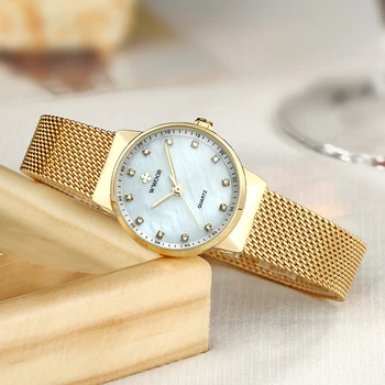 2020 WWOOR Top Brand de Lux Cristal de Diamant Aur Femei Brățară Ceas Doamnelor Rochie de Cuarț Mici Ceasuri de mână de sex Feminin Reloj Mujer