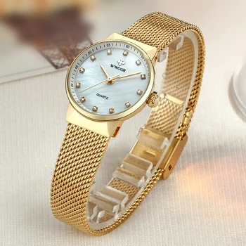 2020 WWOOR Top Brand de Lux Cristal de Diamant Aur Femei Brățară Ceas Doamnelor Rochie de Cuarț Mici Ceasuri de mână de sex Feminin Reloj Mujer