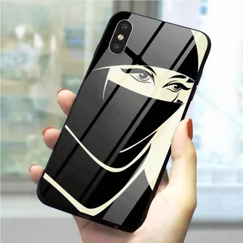 Pentru iPhone 6 Caz arab Hijab Fata Sticlă Călită Telefon Acoperă pentru iPhone 6 Plus Capac Spate Coque